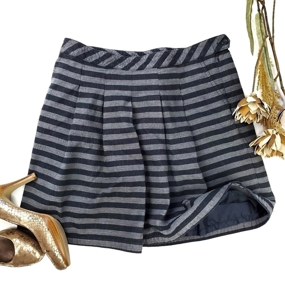 NEW Gap Thick Cotton Charcoal Grey Stripe Skirt 6 - Picture 10 of 15
